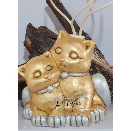Lufterfrischer-Statue eines Katzenpaares aus Goldblatt und Silber, Heimdekoration, Ornament OG352