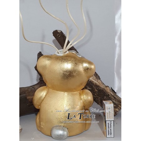 Statua profumatore orso seduto con cuore foglia oro argento soprammobile decorazione casa OG350