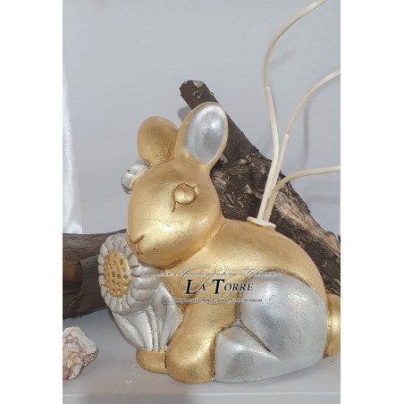 Statua profumatore coniglio foglia oro argento soprammobile decorazione casa OG353