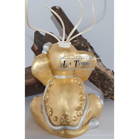 Statua profumatore elefante foglia oro argento soprammobile decorazione casa OG354