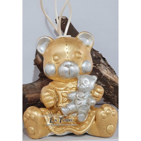 Statua profumatore orso seduto foglia oro argento soprammobile decorazione casa OG670