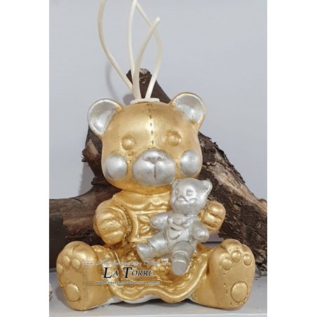 Statua profumatore orso seduto foglia oro argento soprammobile decorazione casa OG670