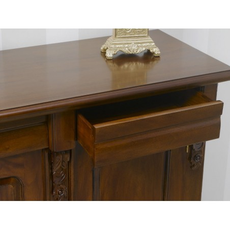 Servante Giselle Stile Inglese Credenza Buffet Porta TV Mobile Ministeriale Presidenziale Noce 3 Porte 3 Cassetti Na01