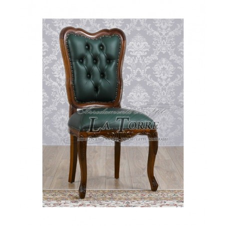 Office armchair chair Kimberly English ministerial presidential walnut green eco-leather Na22