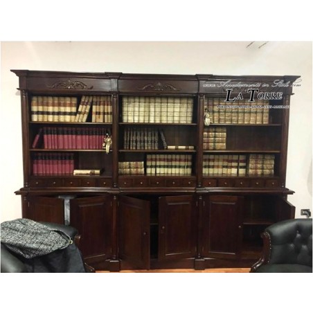Bookcase Annette English Style Glass Cabinet Presidential Ministerial Sideboard Walnut 6 Doors