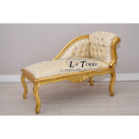 Römisches Tagesbett, Sofabank, Blattgold, Virginia-Elfenbein-Damaststoff K85