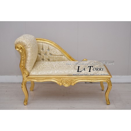 Römisches Tagesbett, Sofabank, Blattgold, Virginia-Elfenbein-Damaststoff K85