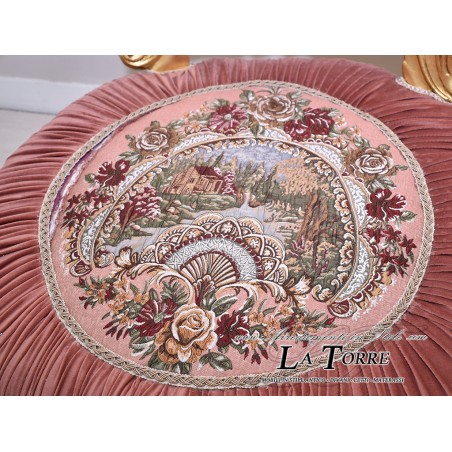 Chair Armchair Throne Baroque gold antique pink velvet fabric MA1317