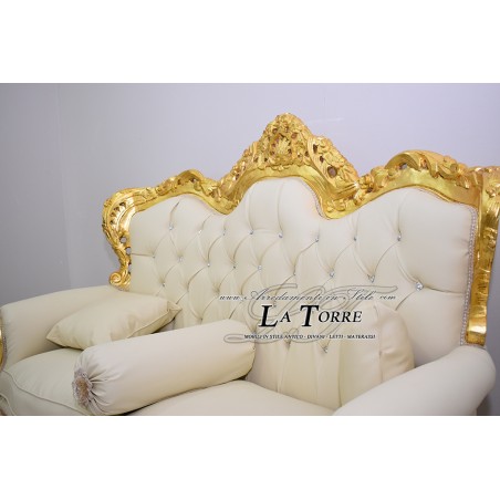 Deutschland Sofa Sessel Wohnzimmer Barock Blattgold Massivholz Elfenbein Kunstleder MA0104
