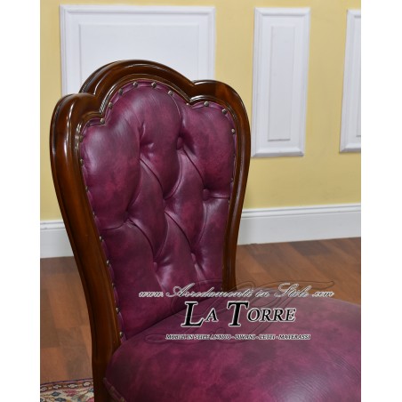 Josephine armchair English style presidential ministerial chair walnut burgundy eco-leather Na27