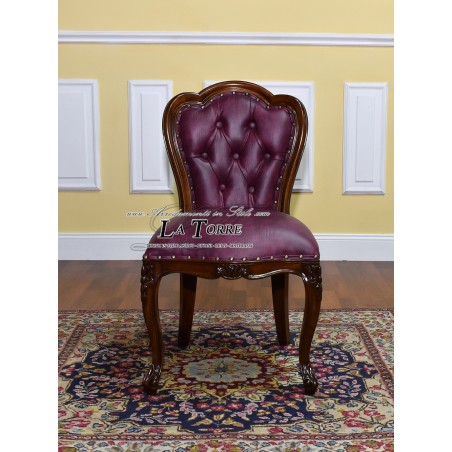 Josephine armchair English style presidential ministerial chair walnut burgundy eco-leather Na27