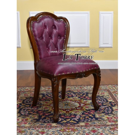 Josephine armchair English style presidential ministerial chair walnut burgundy eco-leather Na27