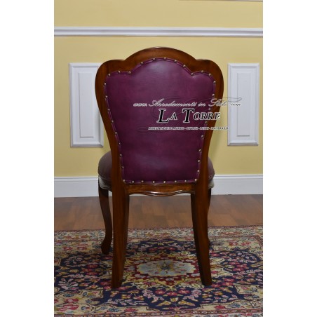 Josephine armchair English style presidential ministerial chair walnut burgundy eco-leather Na27