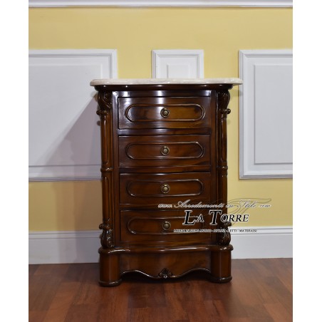 Triptych Cannocchiale bedroom night group chest of drawers bedside table drawers polished walnut cream marble Na15