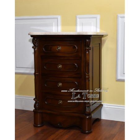 Triptych Cannocchiale bedroom night group chest of drawers bedside table drawers polished walnut cream marble Na15