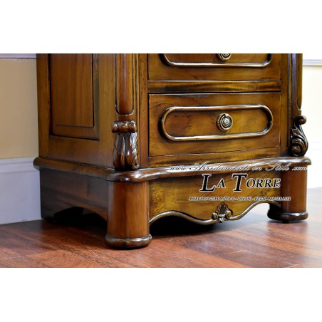 Triptych Cannocchiale bedroom night group chest of drawers bedside table drawers polished walnut cream marble Na15