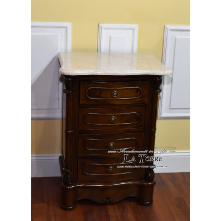 Triptych Cannocchiale bedroom night group chest of drawers bedside table drawers polished walnut cream marble Na15