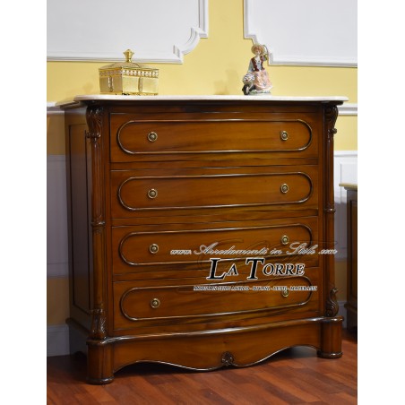 Triptych Cannocchiale bedroom night group chest of drawers bedside table drawers polished walnut cream marble Na15