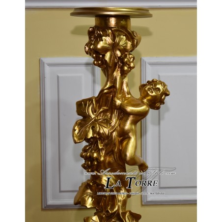 Silik Säulenkapitell Spritzschutz Engel Putto Harz Blattgold Barock R44