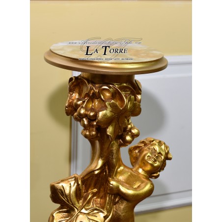 Colonna silik capitello alzatina Angelo Puttino Resina foglia oro barocco R44