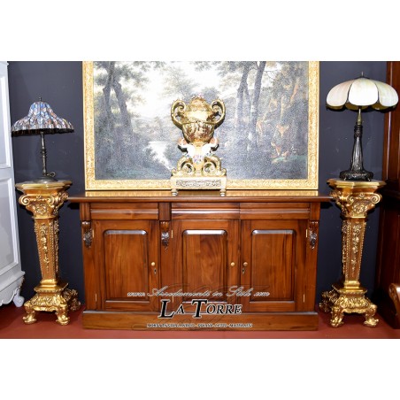 Servante Giselle Stile Inglese Credenza Buffet Porta TV Mobile Ministeriale Presidenziale Noce 3 Porte 3 Cassetti Na01