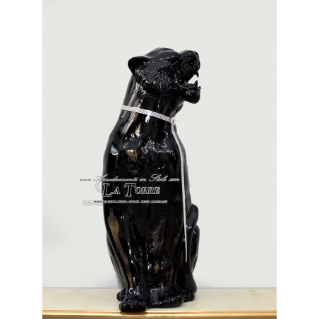 Animali in ceramica Statua scultura Tigre bocca aperta nera swarovski H90cm PR10