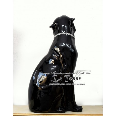 Ceramic statue sculpture Tiger open mouth Tiger black swarovski 80 cm