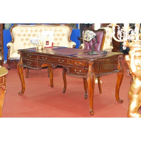 Ministerschreibtisch aus burgunderrotem Chippendale