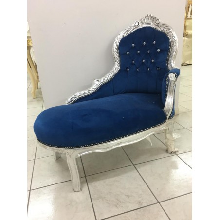 Panchetta panca Dormeuse argento Velluto Blu Divanetto Barocco Swarovski AL3558