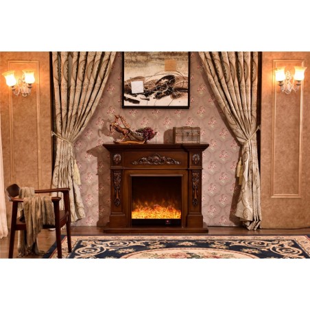 Electric fireplace Kamin fireplace solid wood Baroque English walnut 322S