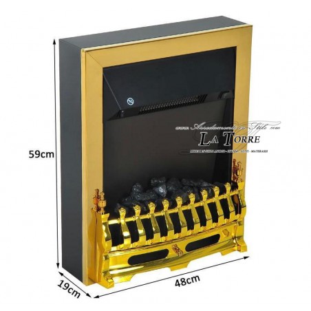 Thermo-ventilated electric fireplace stove Kamin fireplace Baroque gold
