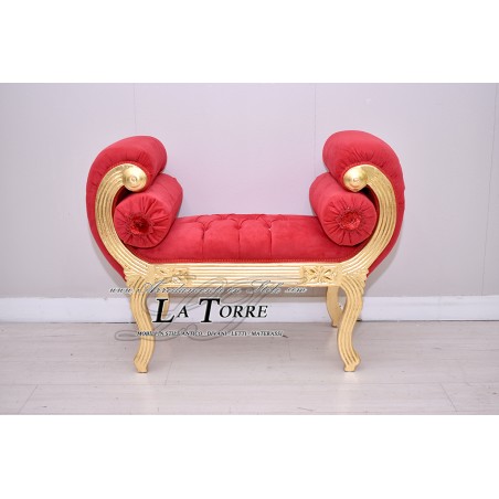 Tagesbettsofa, chinesische Bank, roter Samtbezug AR079