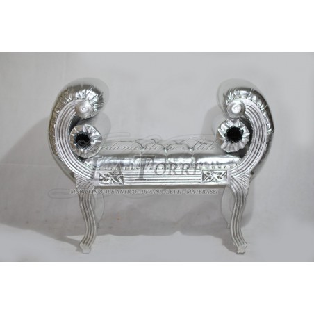 Dormeuse divano panca Cinese panchetta ecopelle argento Swarovski AR079