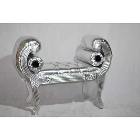Dormeuse divano panca Cinese panchetta ecopelle argento Swarovski AR079