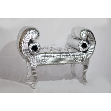 Dormeuse divano panca Cinese panchetta ecopelle argento Swarovski AR079
