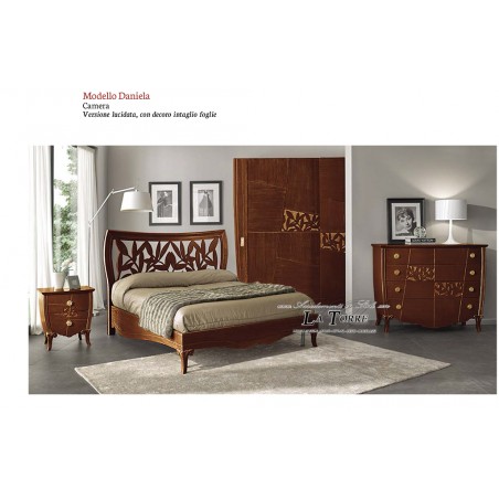 Daniela bedroom triptych night group dresser bedside table classic modern polished carving leaves