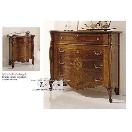 Michelangelo bedroom triptych night group classic walnut dresser bedside table