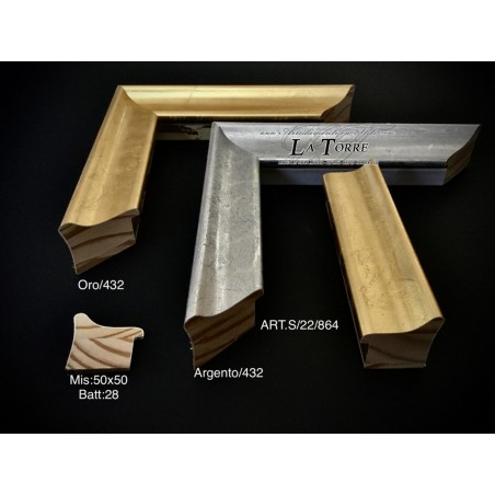Klassischer, maßgefertigter Bilderrahmen aus Holz in Gold oder Silber s22/864