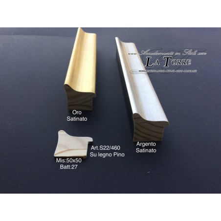Cornice classica su misura legno quadro in legno argento satinato o oro satinato s22/460