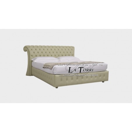 Modern design double bed in Chesterfield container eco-leather