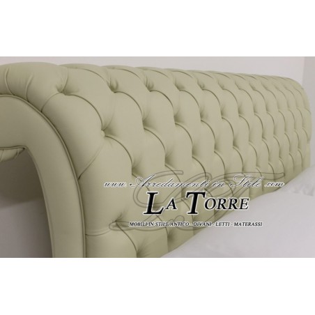 Letto Matrimoniale design moderno in ecopelle contenitore Chesterfield