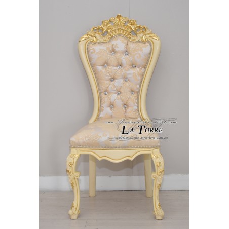 Sun Armchair Louis XV Baroque Empire gold ivory damask fabric MA5052