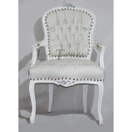 Futè armchair Louis XV armrests baroque white eco-leather AR1114