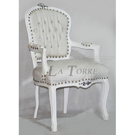 Futè armchair Louis XV armrests baroque white eco-leather AR1114