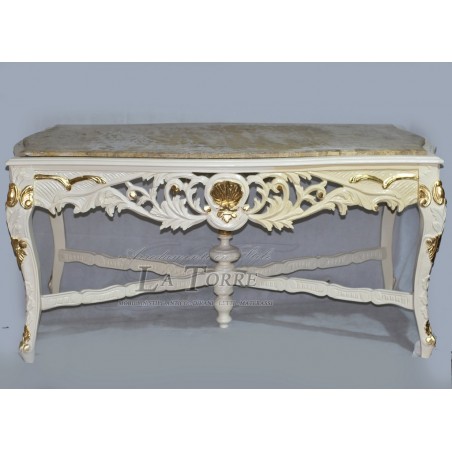 Baroque carved ivory marble rectangular dining table cm 210 Ar1669