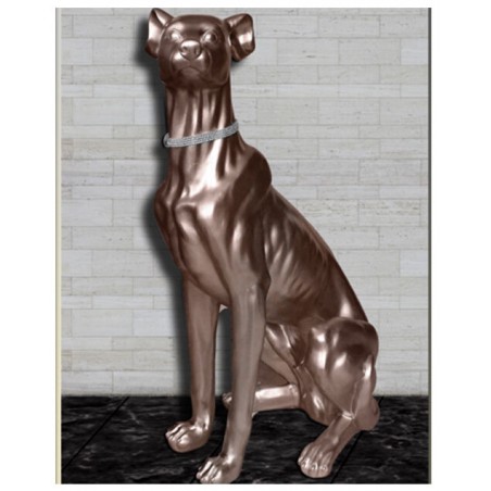 Statua ceramica scultura levriero H85 cane oro swarovski animali st25107