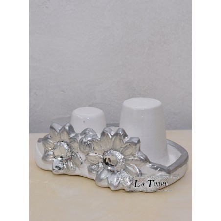 Set 4 pezzi in ceramica portarotolo poggia mestolo porta bicchieri portatovaglioli linea girasole PR45