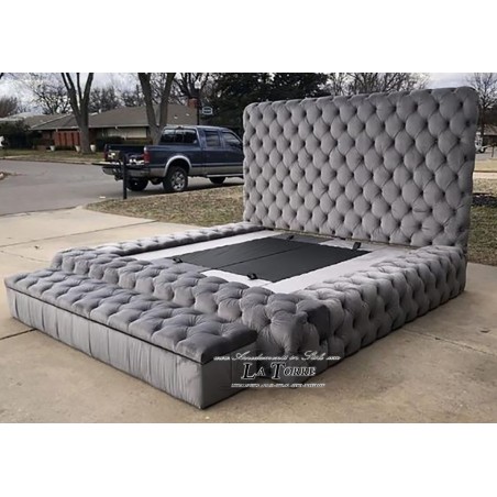 Letto Matrimoniale contenitore Moderno velluto ecopelle qualsiasi colore Livio