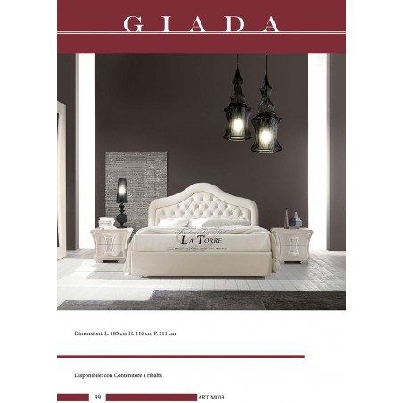 Modern design double bed in faux leather or velvet Giada container