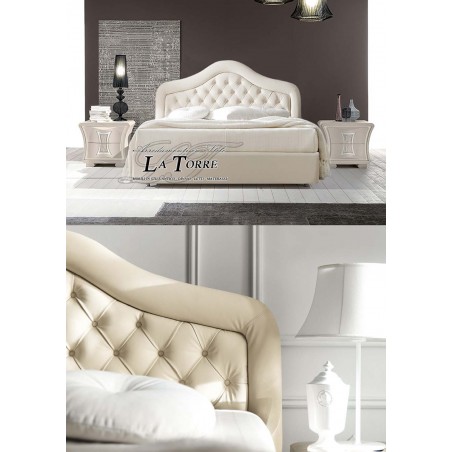 Modern design double bed in faux leather or velvet Giada container